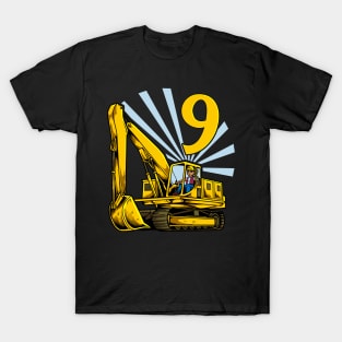 Excavator 9 year old birthday T-Shirt